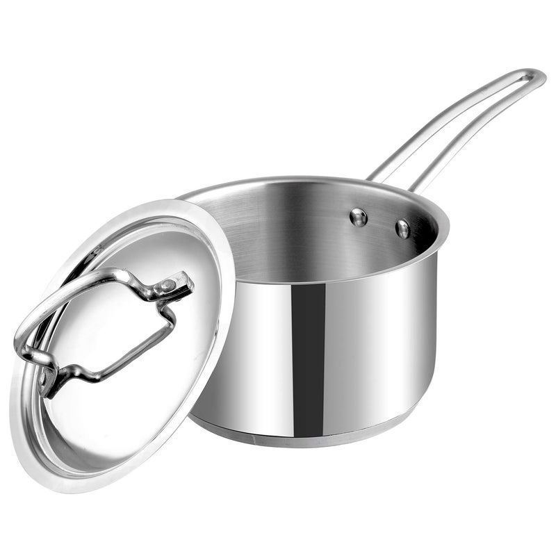 VINOD Vinod Classique Deluxe Stainless Steel Cookware Combo Set of 2 Pcs | Saucepan 2.1 Litre (16cm), Frypan (20cm) | Extra Deep, Riveted Handles | Induction Base | 2 Year Warranty  - Image 4