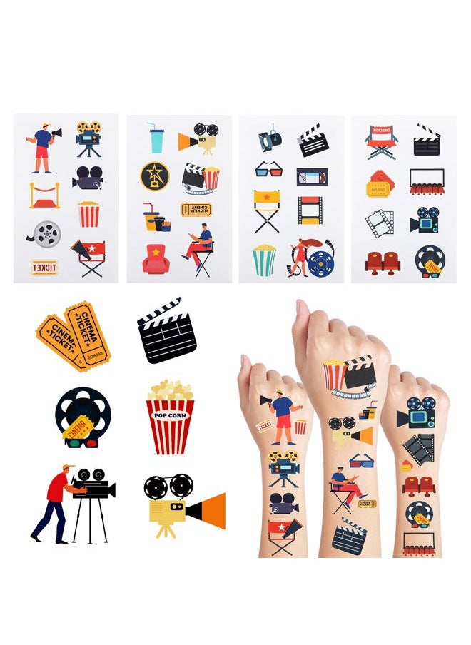 Cleverplay - 24 Sheets Movie Night Temporary Tattoos, Birthday Decorations Movie Night Party Favors - Image 1