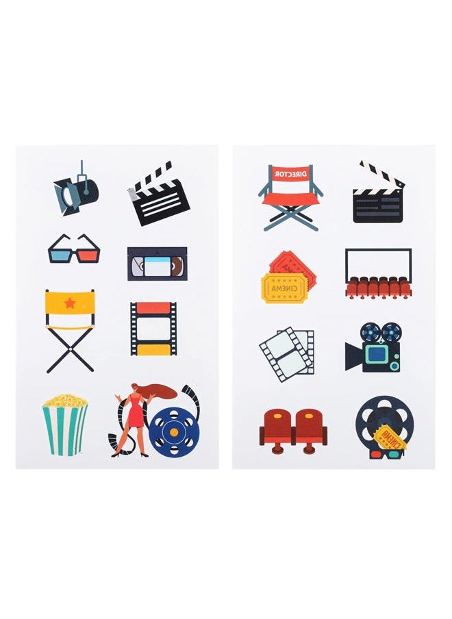 Cleverplay - 24 Sheets Movie Night Temporary Tattoos, Birthday Decorations Movie Night Party Favors - Image 1