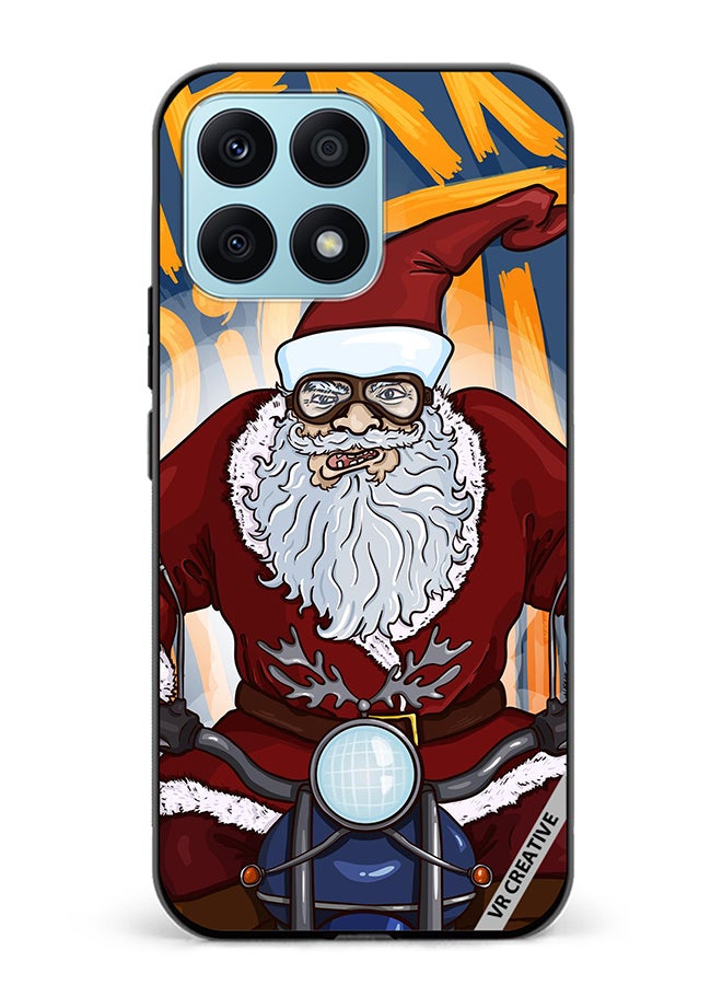 VR CREATIVE Protective Case Cover For Honor X8a Cartoon Christmas Postcard Santa Claus On Motorcycle Design Multicolour - Image 1
