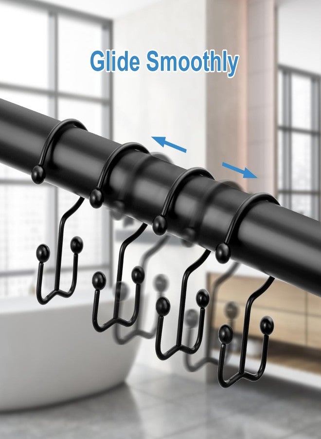 TOPROD 24 Pack Shower Curtain Hooks Rings, Double Sided Shower Hooks for Shower Curtain, Stainless Steel Shower Rings Rust Proof for Bathroom Shower Curtain Rod Curtains, Free Gliding, Matte Black - Image 5