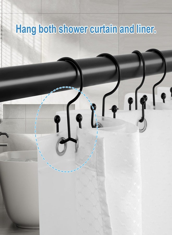TOPROD 24 Pack Shower Curtain Hooks Rings, Double Sided Shower Hooks for Shower Curtain, Stainless Steel Shower Rings Rust Proof for Bathroom Shower Curtain Rod Curtains, Free Gliding, Matte Black - Image 3
