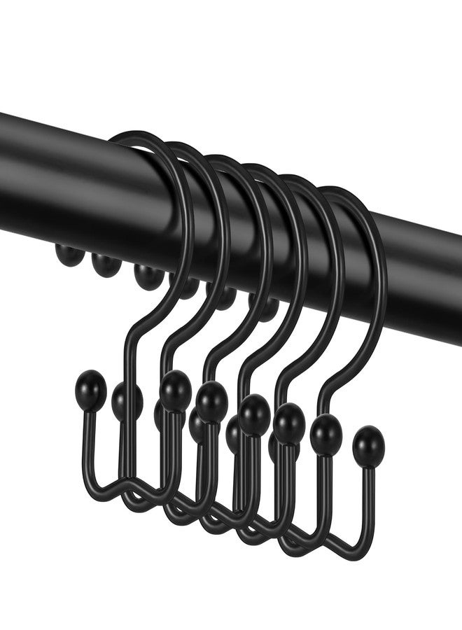 TOPROD 24 Pack Shower Curtain Hooks Rings, Double Sided Shower Hooks for Shower Curtain, Stainless Steel Shower Rings Rust Proof for Bathroom Shower Curtain Rod Curtains, Free Gliding, Matte Black - Image 1