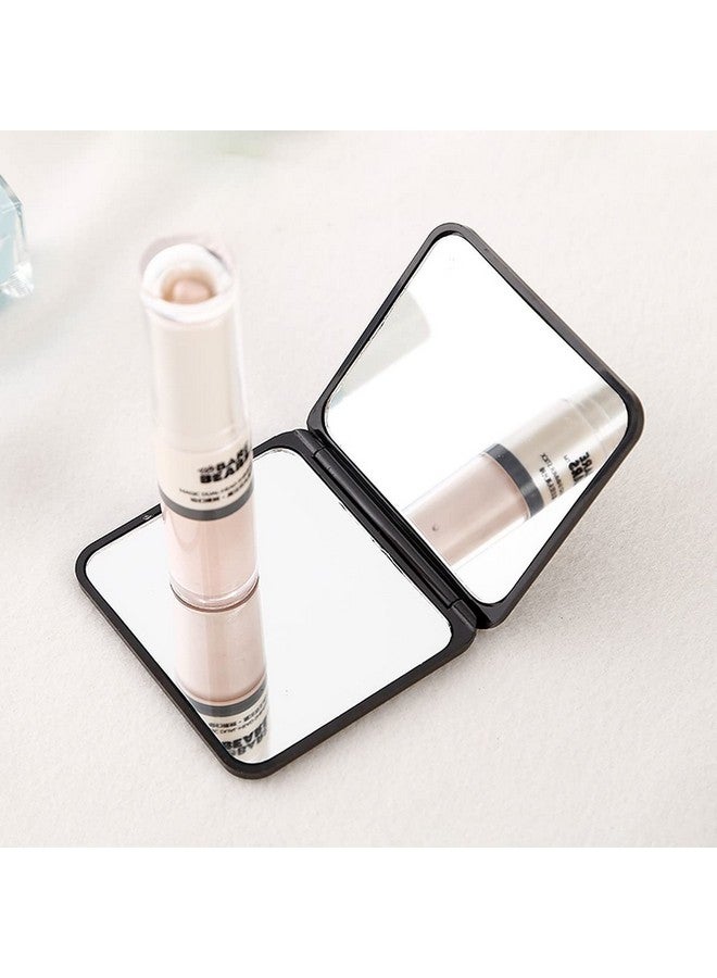 wolpin Foldable Makeup Mirror Glass Pocket Mirror For Women Men Firls Vanity Mirror Portable Compact Size Mirror For Handbag Purse Black (Square Framed Tabletop Mount)  - Image 5