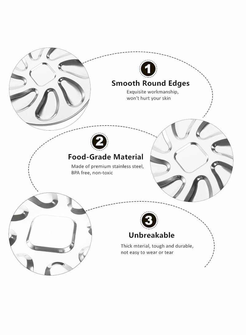 KASTWAVE Oyster Plate, Stainless Steel Oyster Plate, 3Pcs Grill Pan Serving Trays, 8 Slots Oyster Grill Pan, Oyster Shell Shaped Tray for Oysters, Sauce and Lemons, for Home Restaurant (9.8 Inch) - Image 5
