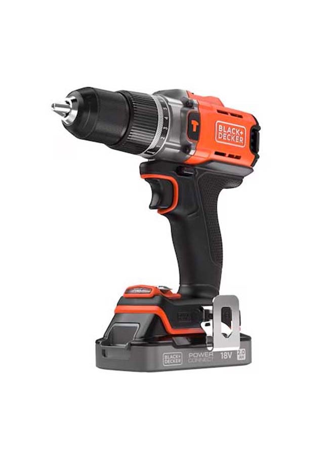 BLACK+DECKER 18V Powerconnect Cordless Hammer Drill (With 2.0Ah State Of Charge Battery and 1A Charger)  - Image 1