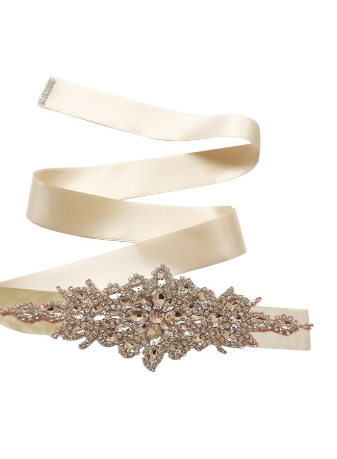 حزام وشاح زهور نسائي للفتيات ， لفستان زفاف العروس/فستان زفاف الطفل (أبيض حليبي) - Image 1