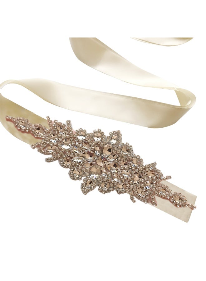 حزام وشاح زهور نسائي للفتيات ， لفستان زفاف العروس/فستان زفاف الطفل (أبيض حليبي) - Image 3