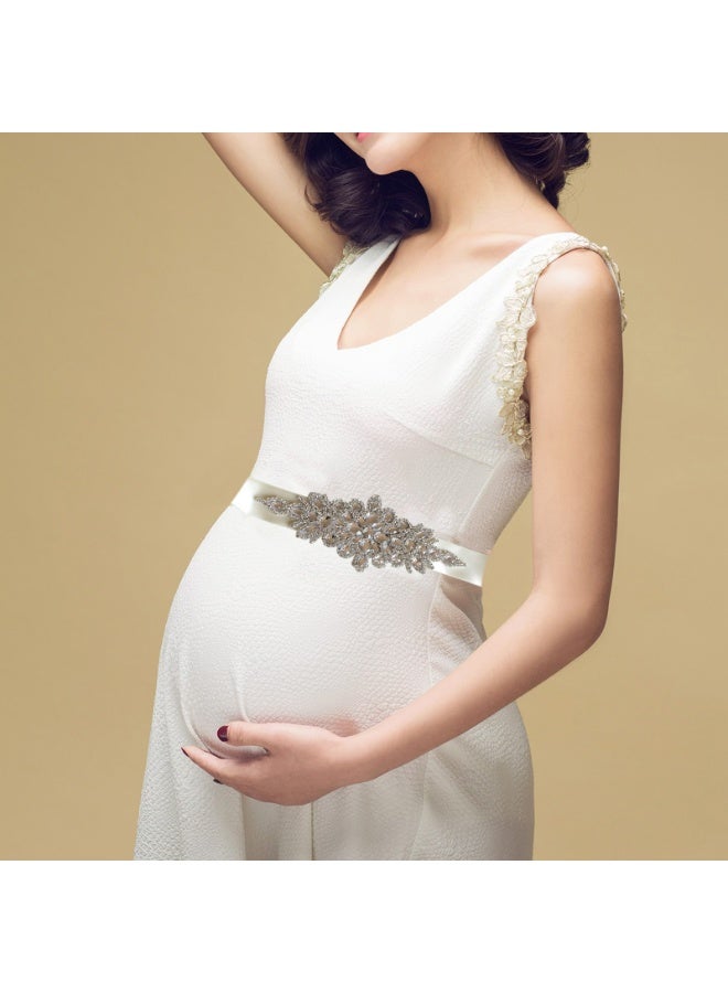 حزام وشاح زهور نسائي للفتيات ， لفستان زفاف العروس/فستان زفاف الطفل (أبيض حليبي) - Image 5