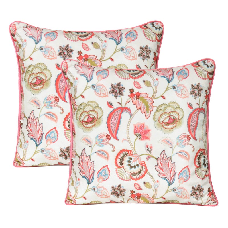 Riara Velvet Cushion Cover Printed Pillow Covers Square Throw Cover Decorative Hand Made Soft Pillowcases for Sofa Zipper Closer Set of 2 - Image 5
