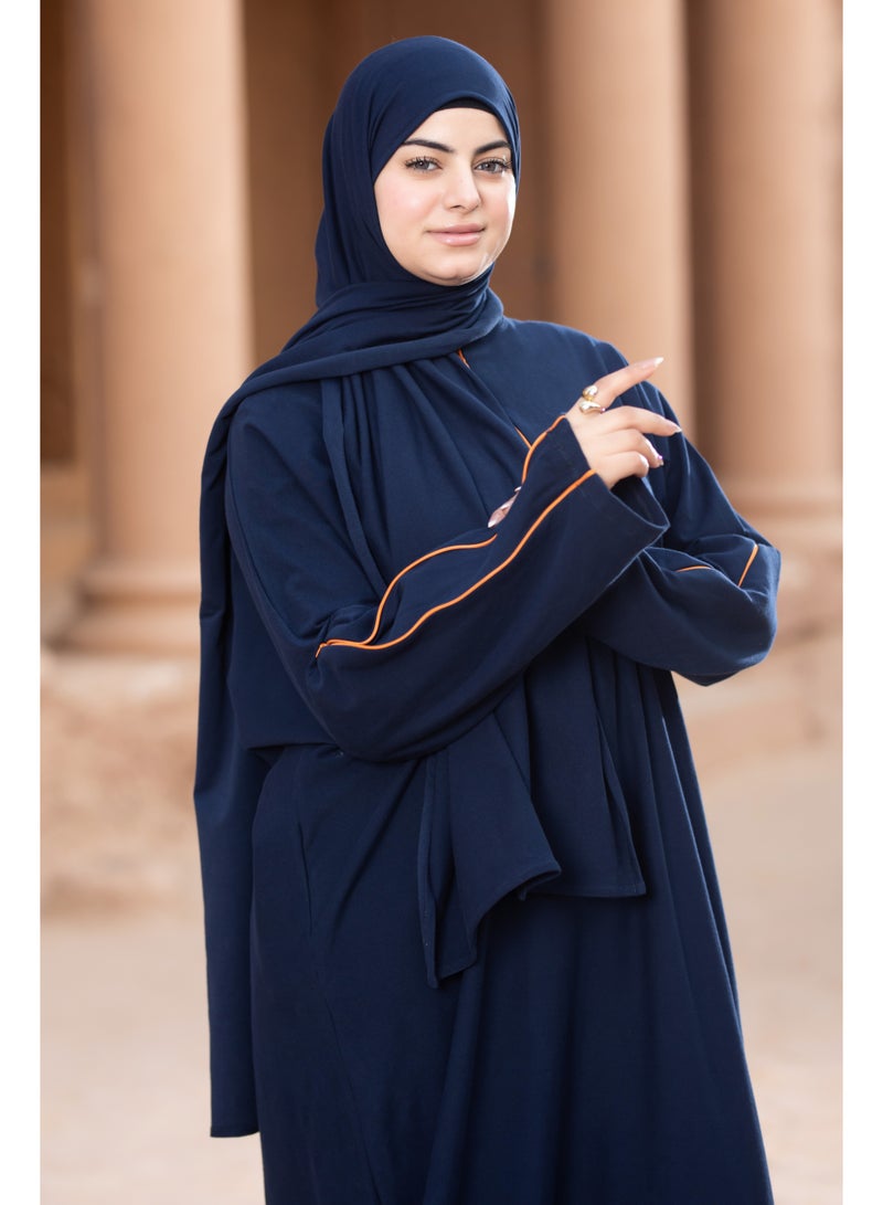 SATR HIJABI Elegant Navy Isdal with Contrast Detail – Modest Prayer Wear for Women - Image 5