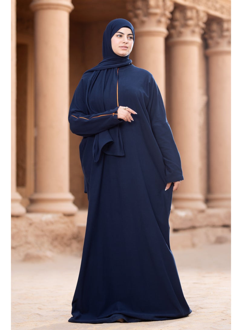 SATR HIJABI Elegant Navy Isdal with Contrast Detail – Modest Prayer Wear for Women - Image 4