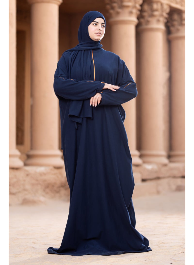 SATR HIJABI Elegant Navy Isdal with Contrast Detail – Modest Prayer Wear for Women - Image 2