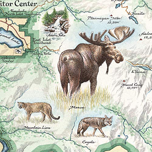 Xplorer Maps Rocky Mountain National Park Hand-Drawn Map – 18x24 Vintage-Style Lithographic Print – Made in USA - Image 3