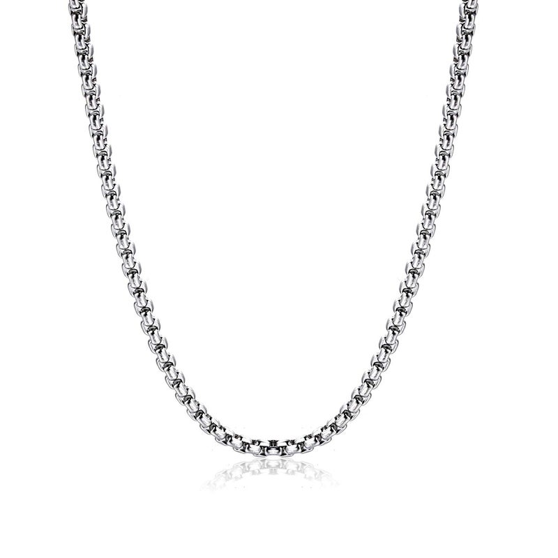 Monily 2-7 mm 16-36 In Square Rolo Stainless Steel Chain Necklace Round Box Necklace Men Women Jewellery - Image 1