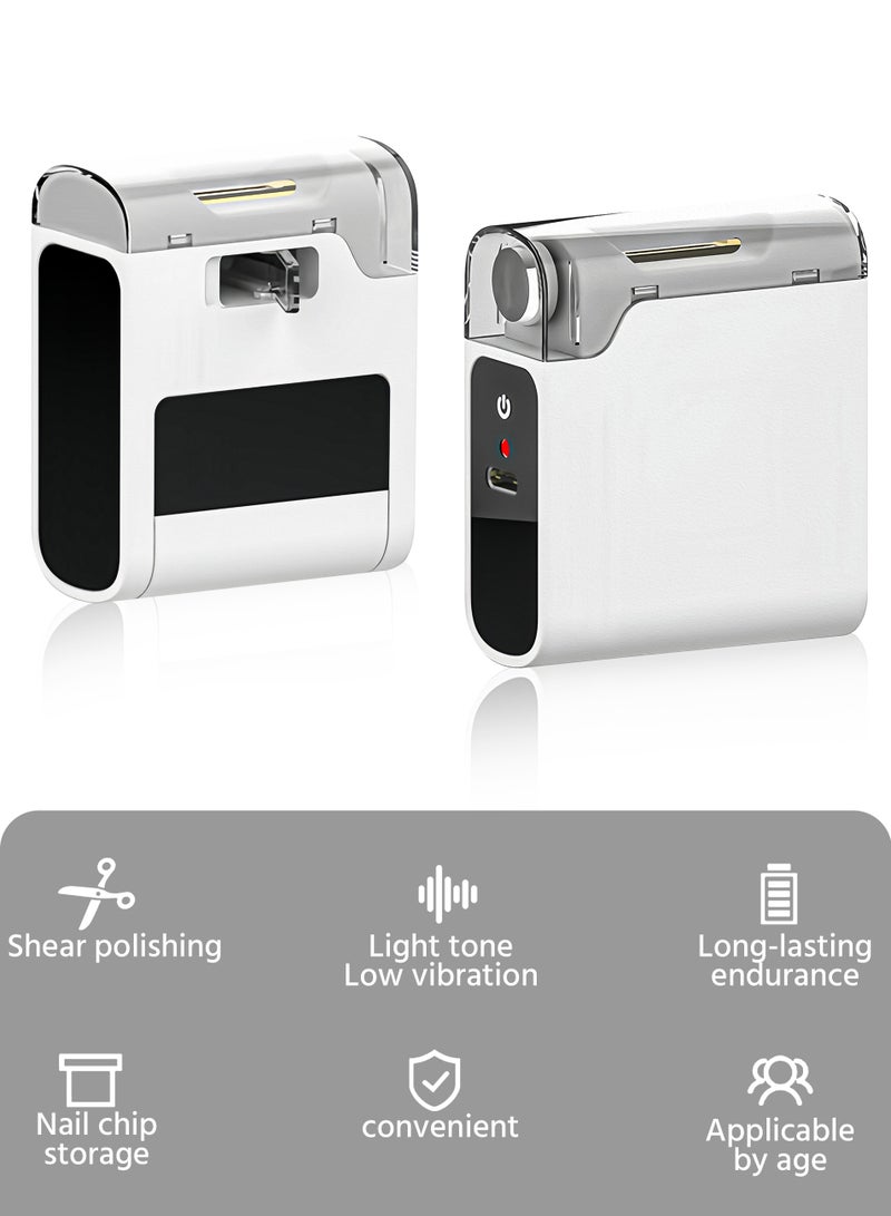 Electric Nail Clipper with Light 2-in-1 Electric Polishing Automatic Nail Clippers Fingernail Cutter and File 2 in 1 Design Rechargeable Safety Fingernail Trimmer  - Image 3