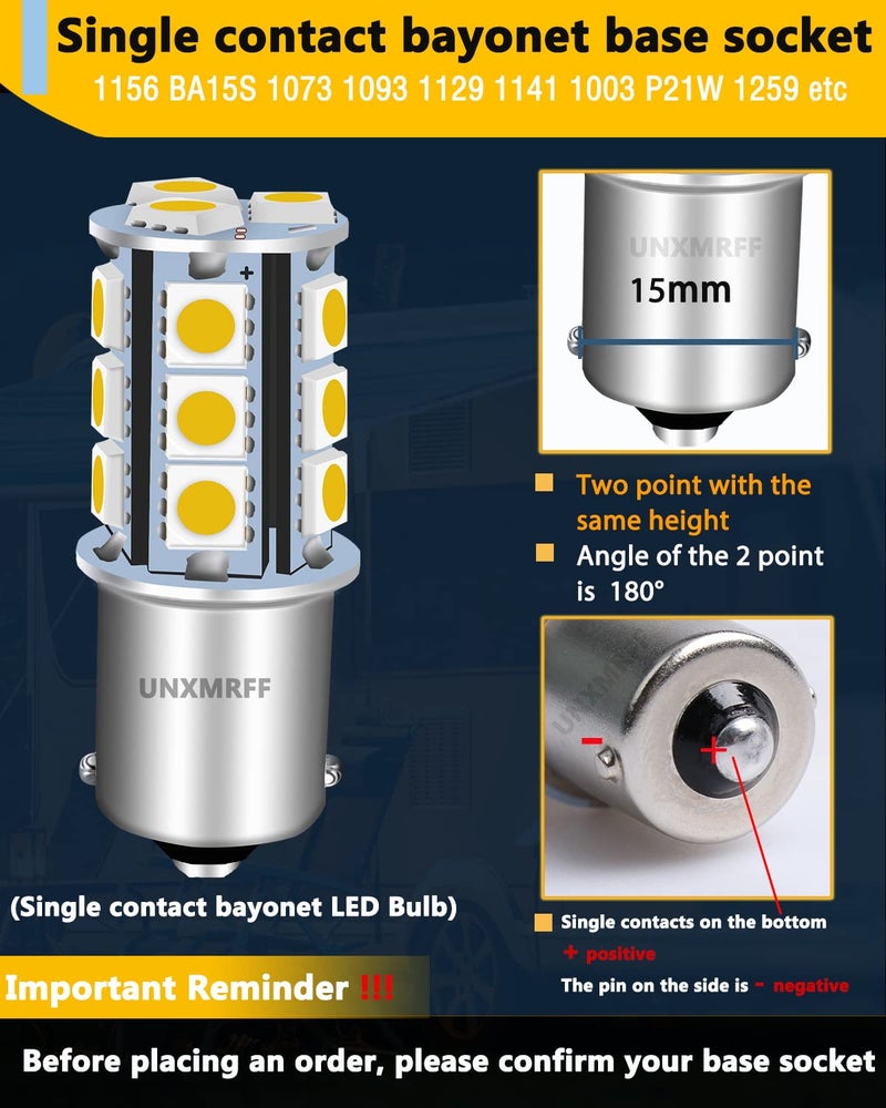 UNXMRFF Super Bright Warm White 1156 LED Bulb 1003 1073 7506 1141 BA15S LED Bulb 5050 18-SMD Replacement For 12V RV Interior Ceiling Dome Light Bulb/Travel Trailer/Boat/Camper Light Bulbs (Pack of 2) - Image 2