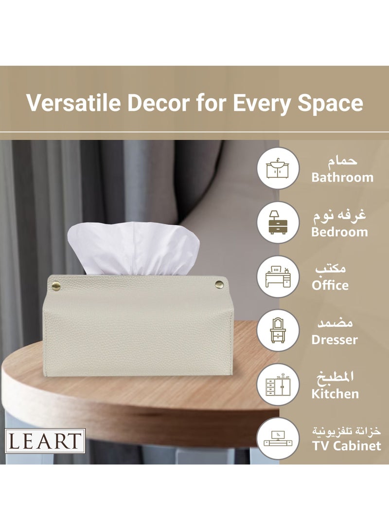 LeArt Leather Tissue Box Holder – Tissue Box Holder for Home Decorations for Living Room, Bedroom and Office | Tissue Box Cover | Car Tissue Holder | Tissue Box Cover for Car (Camel)  - Image 2
