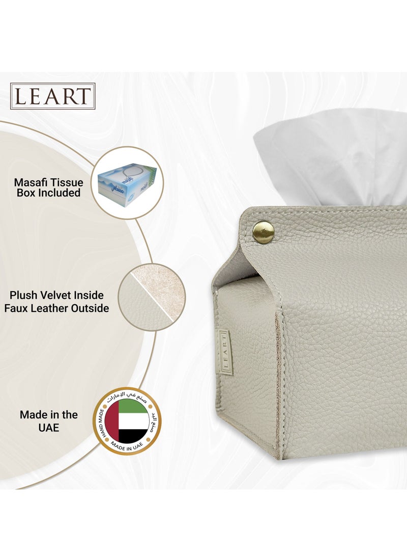 LeArt Leather Tissue Box Holder – Tissue Box Holder for Home Decorations for Living Room, Bedroom and Office | Tissue Box Cover | Car Tissue Holder | Tissue Box Cover for Car (Camel)  - Image 3