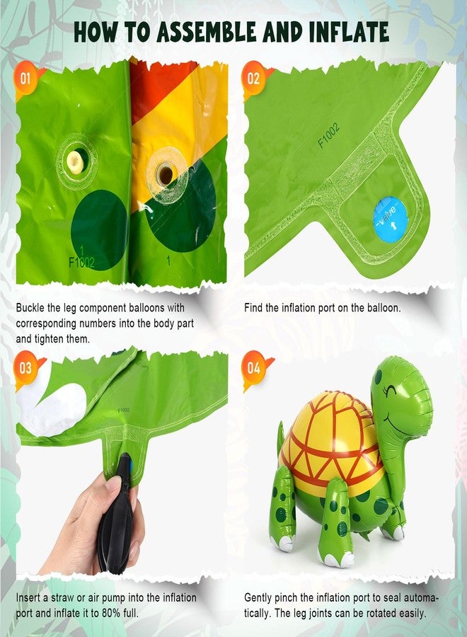 AUGHOA Green Turtle Balloon, 26 Inch Large Walking Tortoise Foil Balloon, Green Balloons for Turtles Birthday Party Pet Themed Party St. Patrick's Day Decoration - Image 3