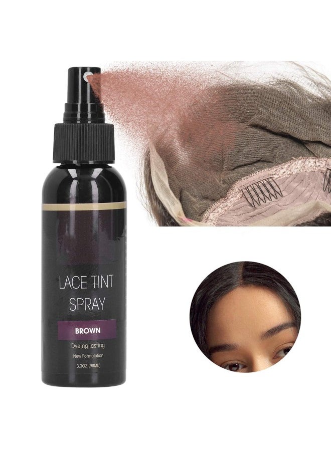 silvercnc - 98ml Lace Tint Spray for Wigs, Lace Holding Spray Hair Lace Wigs Portable Tint Spray For Lace Frontals Lace Closures For Travel Use Toupees And Hairpieces, Women Men(brown) - Image 1