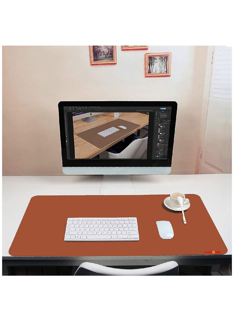 CARONIC - Large Gaming Mouse Pad with Superior Micro Weave Cloth Extended Desk Mousepad with Stitched Edges Non-Slip Base Water Resist Keyboard Pad For Gamer And Office Home Brown - Image 1