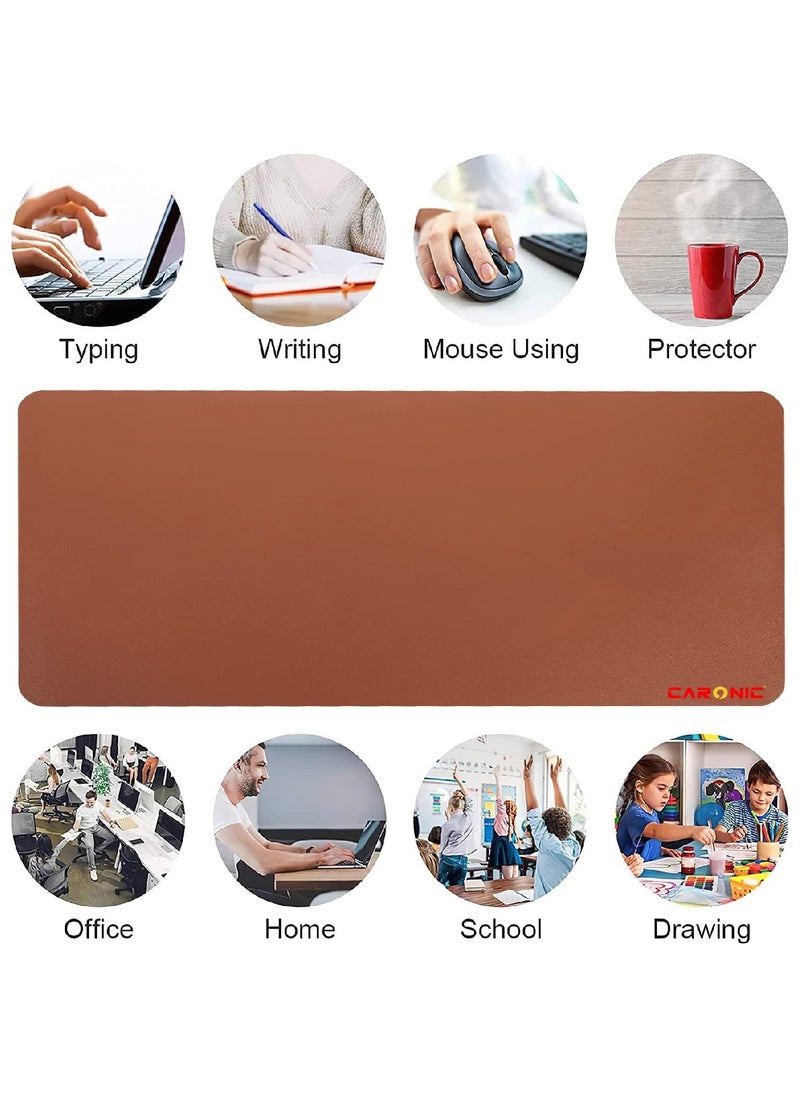 CARONIC - Large Gaming Mouse Pad with Superior Micro Weave Cloth Extended Desk Mousepad with Stitched Edges Non-Slip Base Water Resist Keyboard Pad For Gamer And Office Home Brown - Image 1