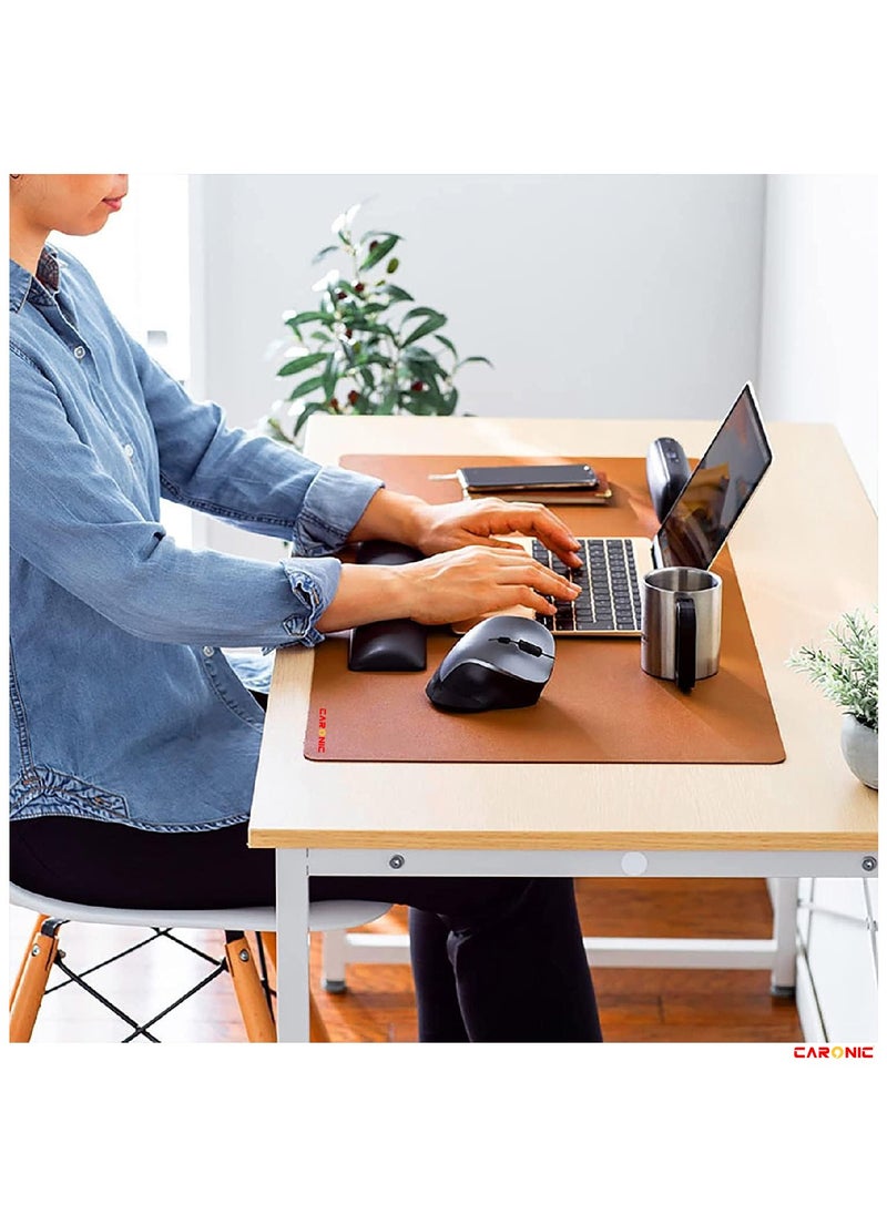 CARONIC - Large Gaming Mouse Pad with Superior Micro Weave Cloth Extended Desk Mousepad with Stitched Edges Non-Slip Base Water Resist Keyboard Pad For Gamer And Office Home Brown - Image 1