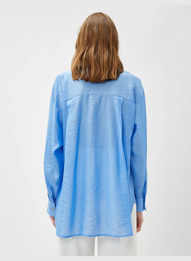 كوتون Pocket Detail Viscose Oversized Shirt