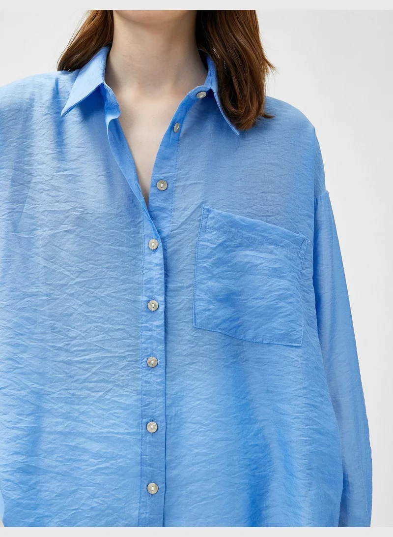 كوتون Pocket Detail Viscose Oversized Shirt