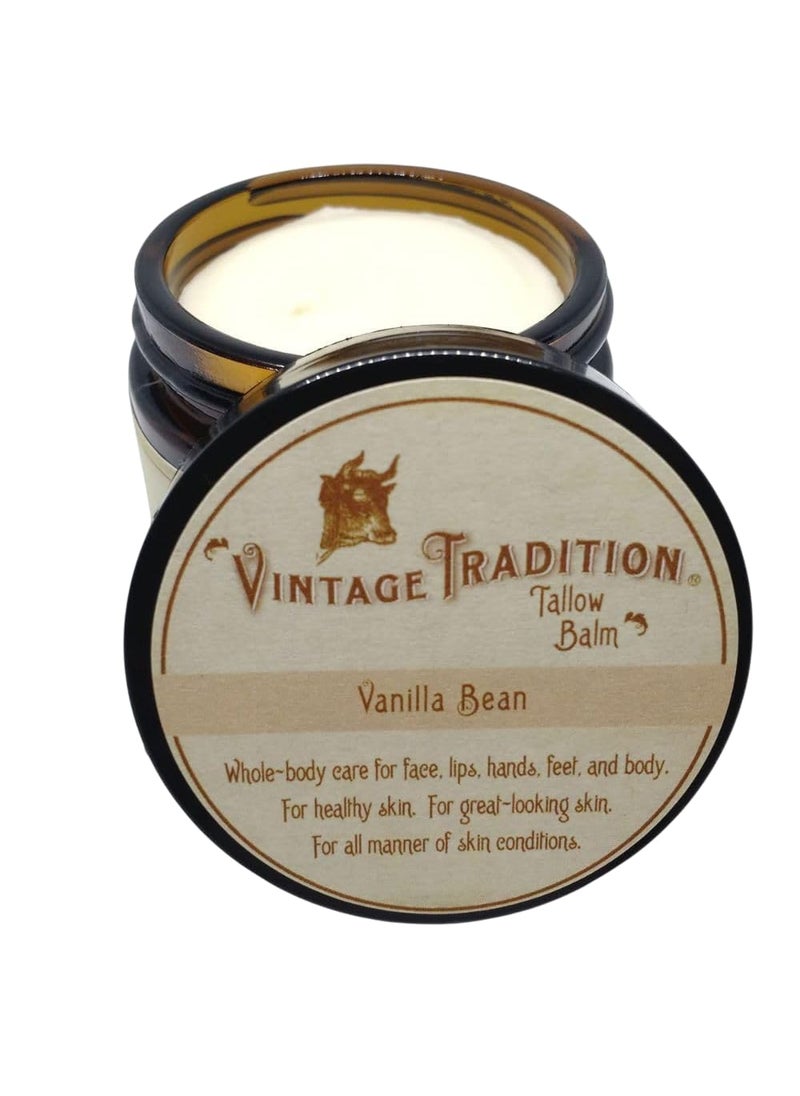 vintage tradition - Vintage Tradition Beef Tallow All Purpose Balm  Healing Hydrating Mild Vanilla Skin Care Salve Replaces Body Lotion Hand Cream More  Essential Oil Olive Oil and GrassFed Tallow 2 fl oz - Image 1