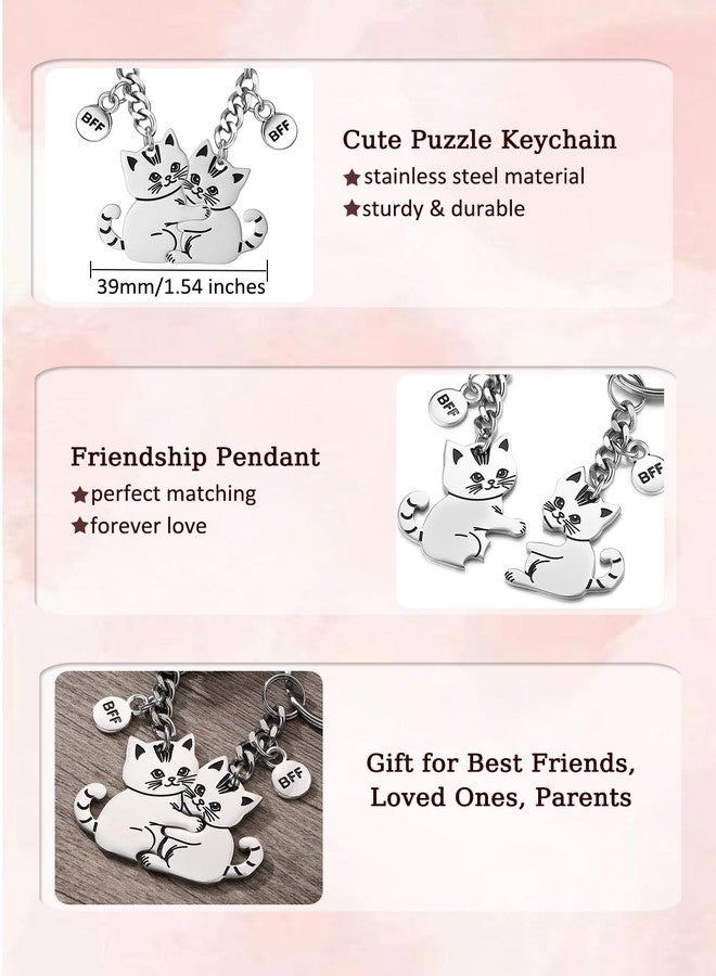 PESOENTH Best Friend Birthday Gifts,Funny Bestie Gifts for Women Friends,Cute Cat Best Friend Keychains Long Distance Friendship BFF Gift for Women - Image 4