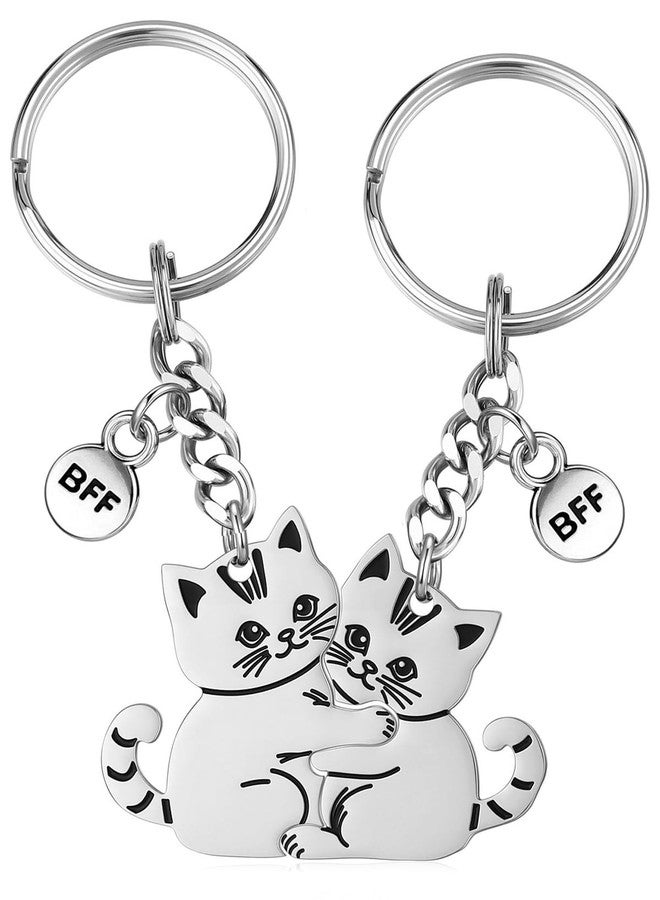 PESOENTH Best Friend Birthday Gifts,Funny Bestie Gifts for Women Friends,Cute Cat Best Friend Keychains Long Distance Friendship BFF Gift for Women - Image 1