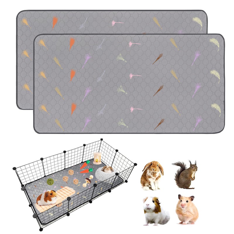 LWYMX 2Pcs Guinea Pig Cage Liners,Guinea Pig Fleece Cage Liners24''X48'' Super Absorbent Washable Pee Pads Reusable for Rabbit Hamster Chinchilla - Image 1