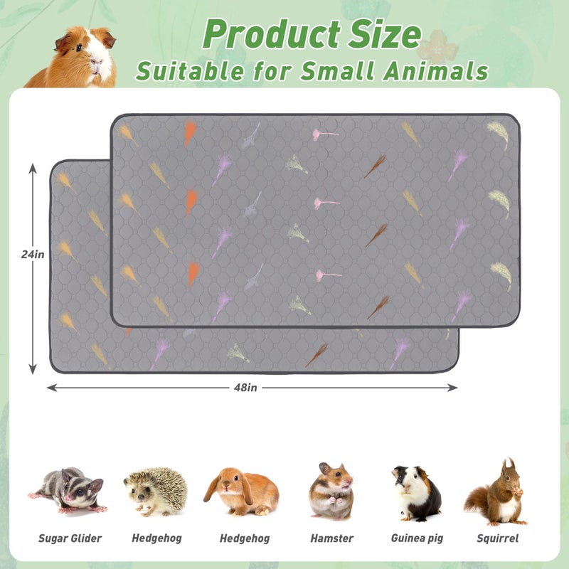 LWYMX 2Pcs Guinea Pig Cage Liners,Guinea Pig Fleece Cage Liners24''X48'' Super Absorbent Washable Pee Pads Reusable for Rabbit Hamster Chinchilla - Image 2
