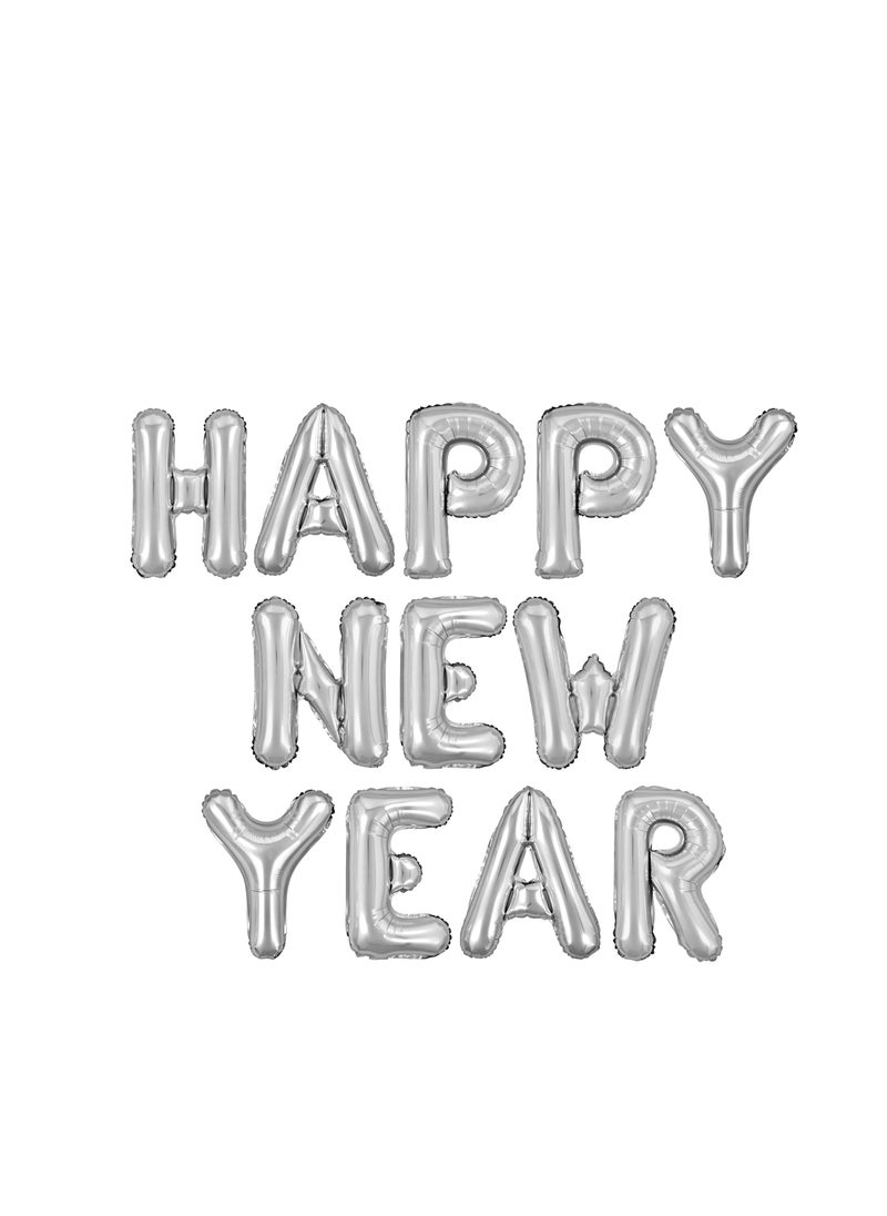 Party Zone Happy New Year Foil Balloon Set Silver 16in  - Image 1