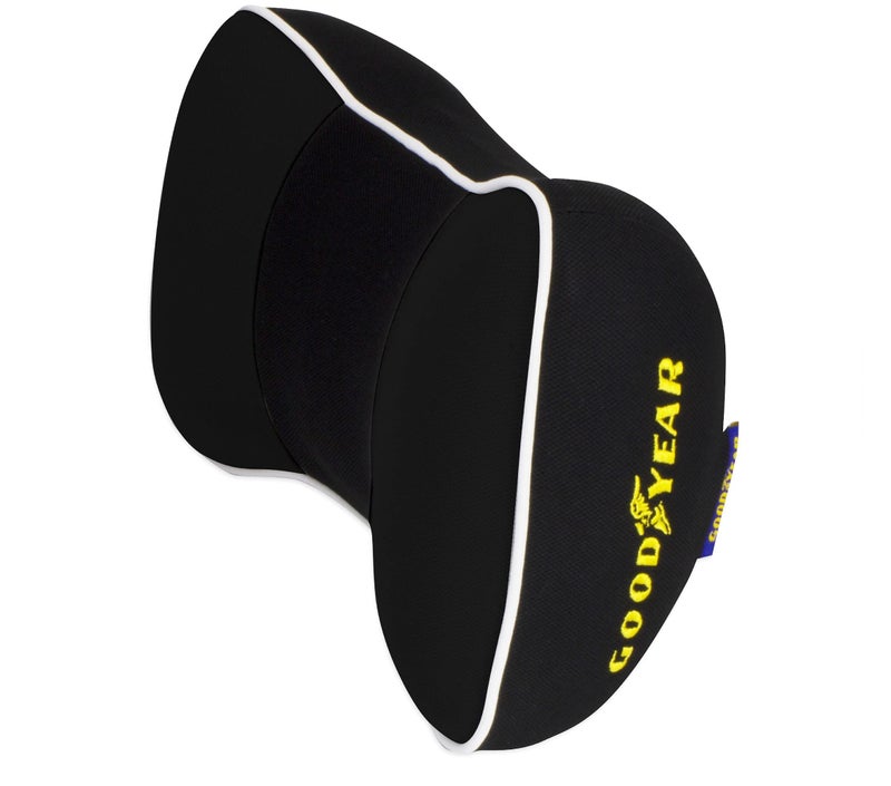 Goodyear GY1007 -Travel Neck Pillow for Car/SUV -100% Pure Memory Foam -Helps Relieve Neck Pain & Improve Circulation -Adjustable Strap - Car Neck Support/Black - Image 1