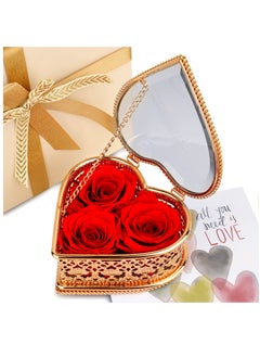 Excefore Real Fresh Flowers Love Heart Box, Long-Lasting Preserved Roses That Last A Year, Perfect Mother's Day, Valentine's Day Gift for Her, Forever Red Roses for Women  - Image 1