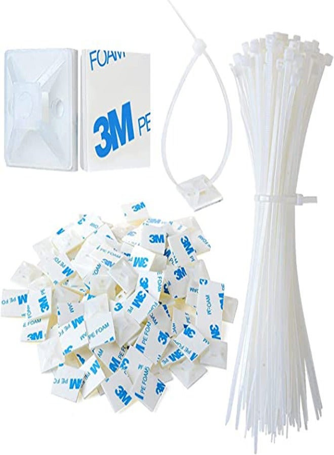 Excefore Cable Tie Mount,Strong Tie Adhesive Mount,with Mounts Screw Hole Anchor Wire Tie Base,for Adhesive Wire Cable Clips Management Anchors Organizer Holders-600 PCS (white）  - Image 1