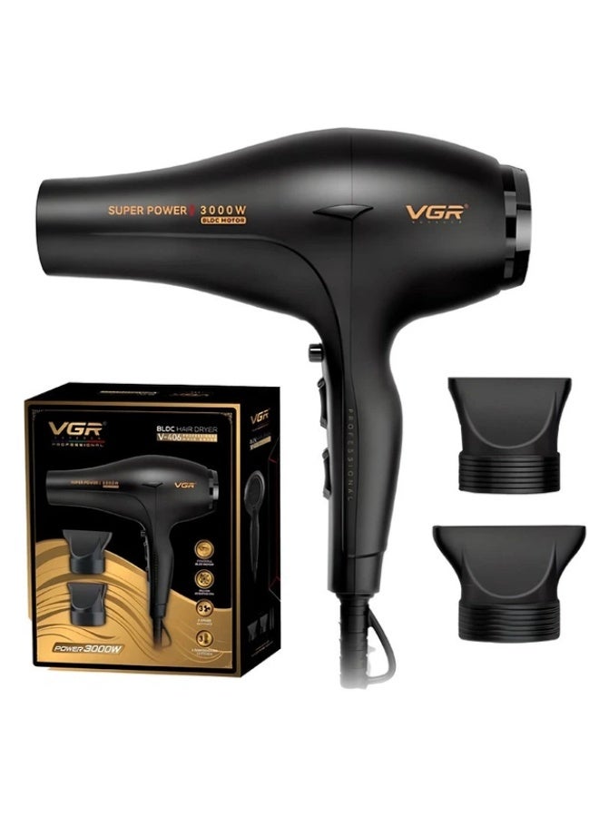 VGR Professional 3000W Hair Dryer for Women – High Power Fast Drying Blow Dryer for Salon & Home Use with Dual Airflow Nozzles  Styling, Cool Shot for Smooth Shiny Finish black - Image 1