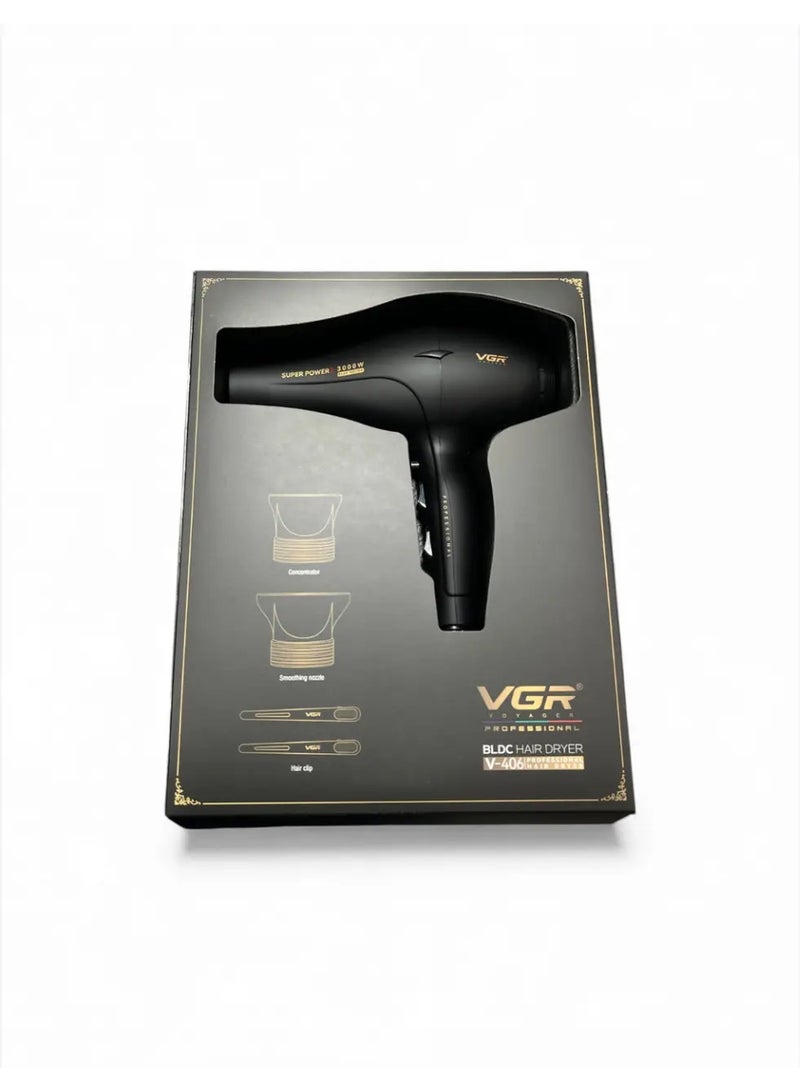 VGR Professional 3000W Hair Dryer for Women – High Power Fast Drying Blow Dryer for Salon & Home Use with Dual Airflow Nozzles  Styling, Cool Shot for Smooth Shiny Finish black - Image 2