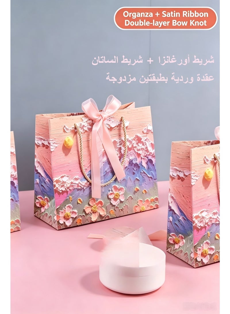 3pcs Paper Gift Bags Consisting In Three Sizes, Large, Medium And Small, Oil Painting Floral Handheld Present Bags Suitable For Birthday Parties And Special Occasions Present Bags Wedding Party Supplies - Image 2