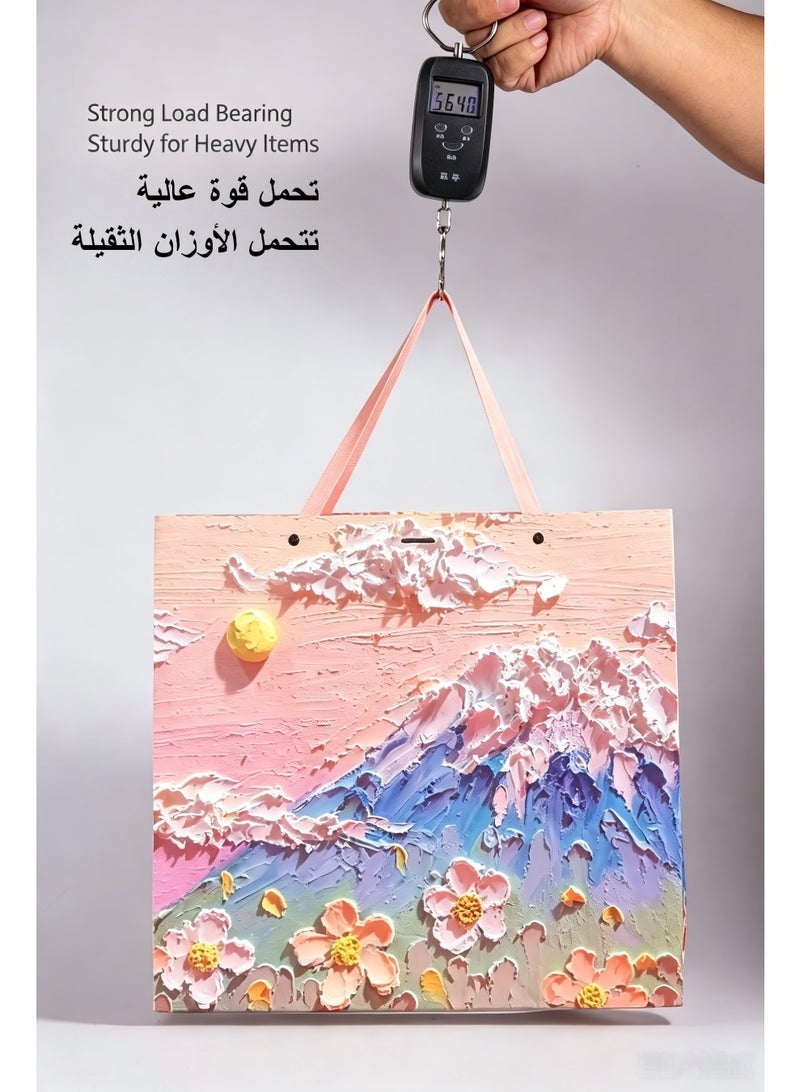 3pcs Paper Gift Bags Consisting In Three Sizes, Large, Medium And Small, Oil Painting Floral Handheld Present Bags Suitable For Birthday Parties And Special Occasions Present Bags Wedding Party Supplies - Image 3