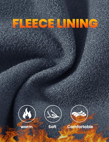 TBMPOY Men's Winter Hiking Fleece Lined Snow Pants Waterproof Windproof 6 Pockets Outdoor Softshell Insulated Pants Grey 32 - Image 3