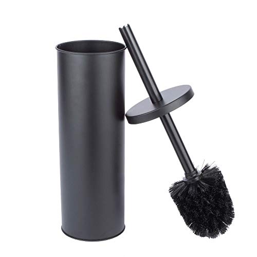 JS Jackson Supplies Sleek Toilet Brush and Holder with Metal Handle - Matte Black - Image 1