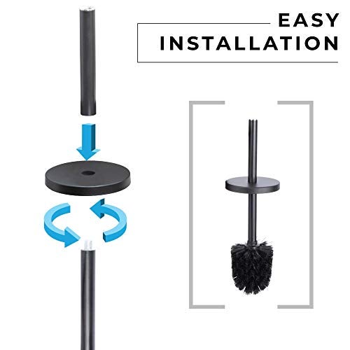 JS Jackson Supplies Sleek Toilet Brush and Holder with Metal Handle - Matte Black - Image 5