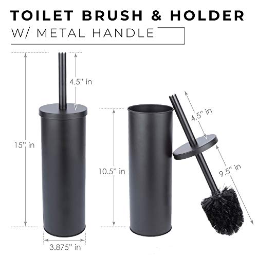 JS Jackson Supplies Sleek Toilet Brush and Holder with Metal Handle - Matte Black - Image 3