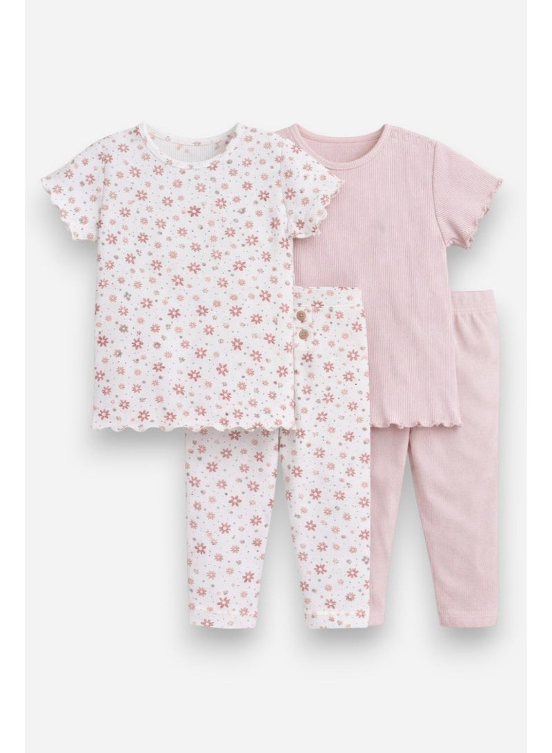 victor and jane Infant Girls 2-Pack Rib T-Shirts & 2-Pack Rib Leggings Set - Image 1
