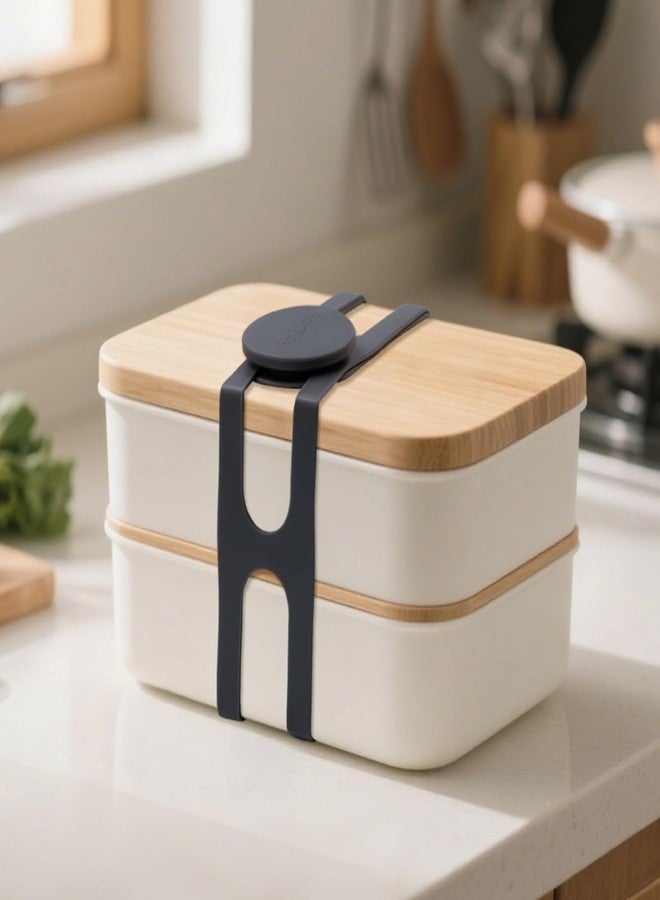 FORTIDY Silicone Latch Strap for Slow Cooker Lid, Pot, Bento Box, 21.65 in Reusable Elastic Self-Lock Silicone Tie for Bundling or Organizing Curtain, Cords, Yoga Mat, Camping Mat, 2pcs (Gray&Gray) - Image 2