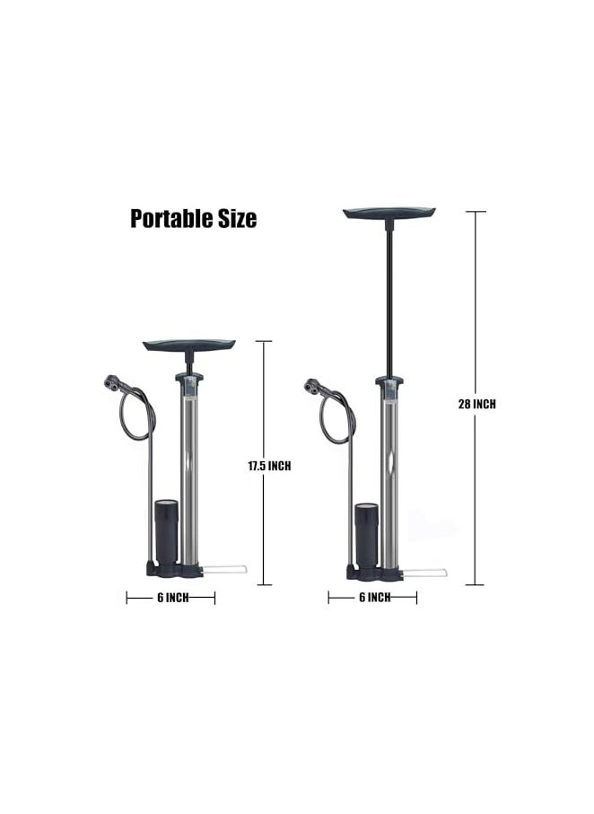 TRASSLE - Bike Pump Portable, Ball Pump Inflator Bicycle Floor Pump with high Pressure Buffer Easiest use with Both Presta and Schrader Bicycle Pump Valves-160Psi Max - Image 1